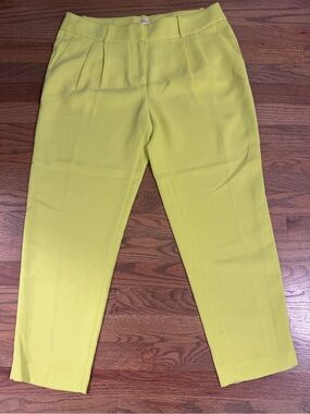 J. Crew Slim Pleat Chinos in Lime Yellow